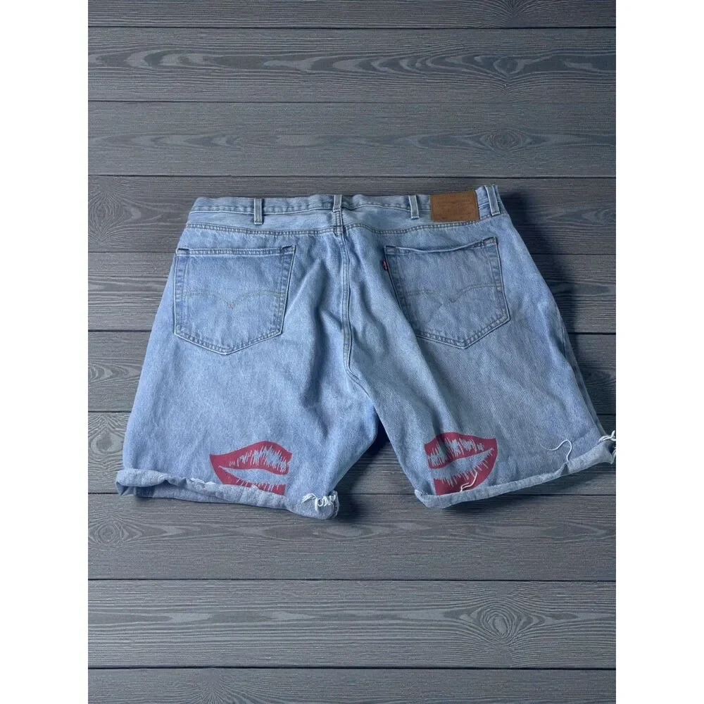 Levi’s 505 Denim Shorts – Custom Pressed-On Graphics – Size W44